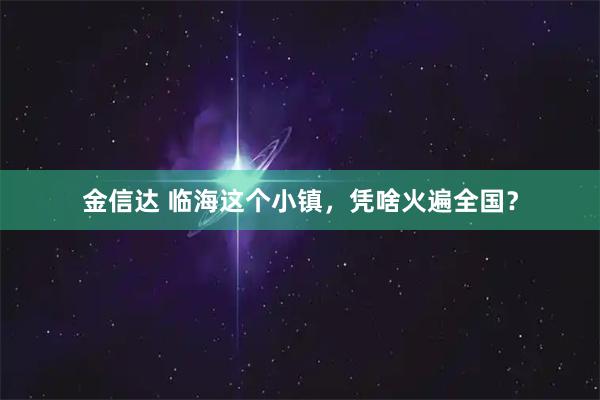 金信达 临海这个小镇，凭啥火遍全国？